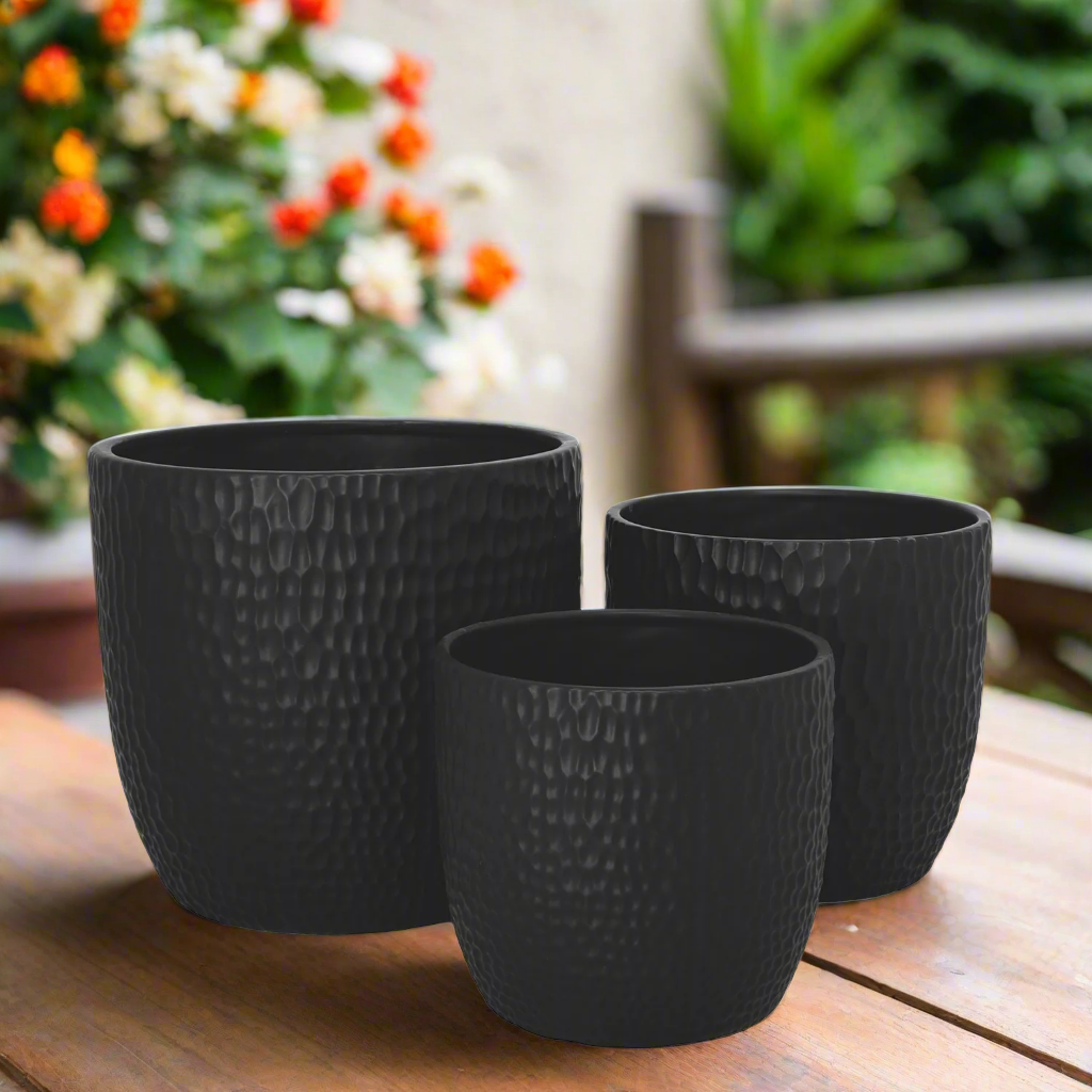 Faye Ceramic Round Planter Set (Set of 3)