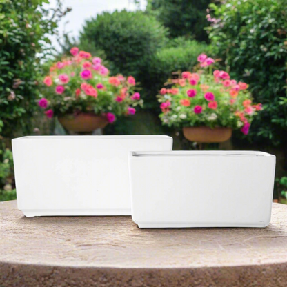 Deyra Tapered Rectangle Ceramic Planter Set (Set of 2)