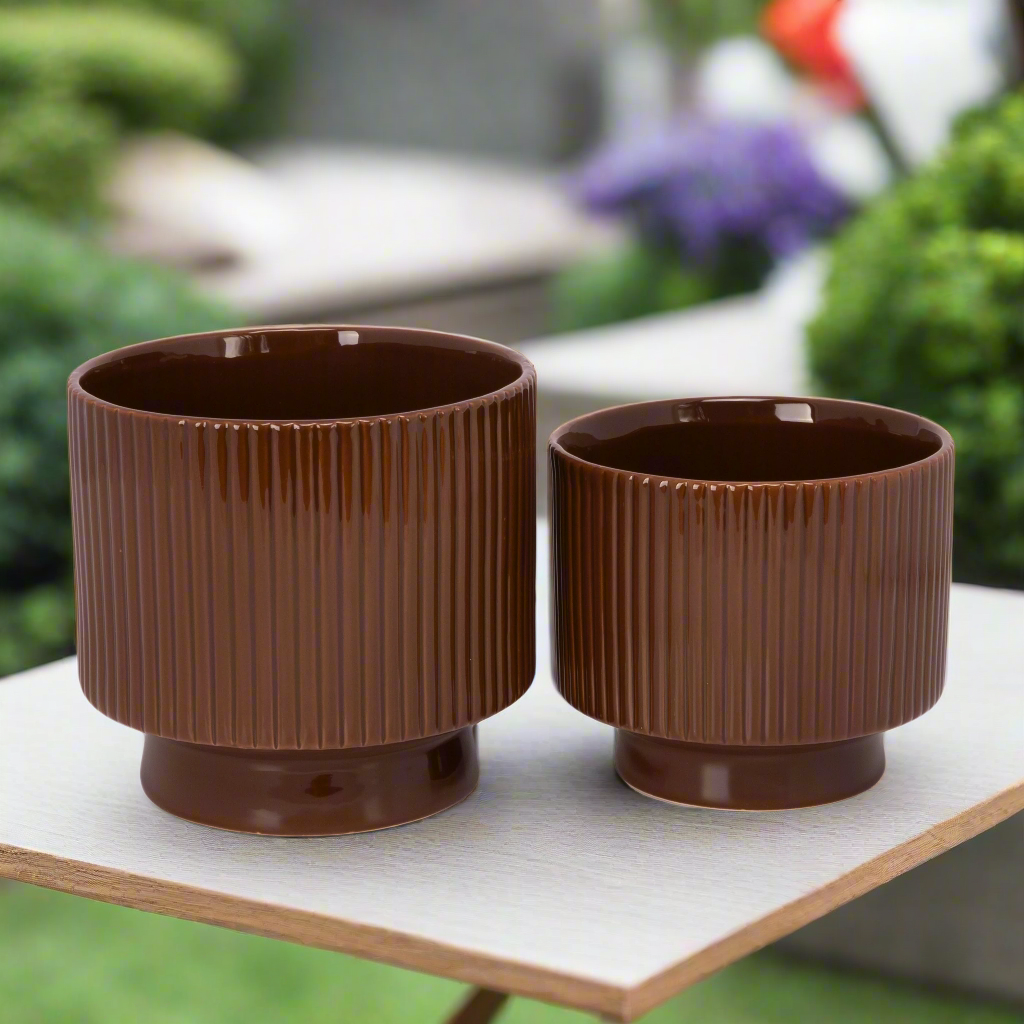 Pax Ceramic Planter with Stand Set (Set of 2)