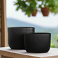 Deyara Embossed Diamond Oval Planter Set (Set of 2)