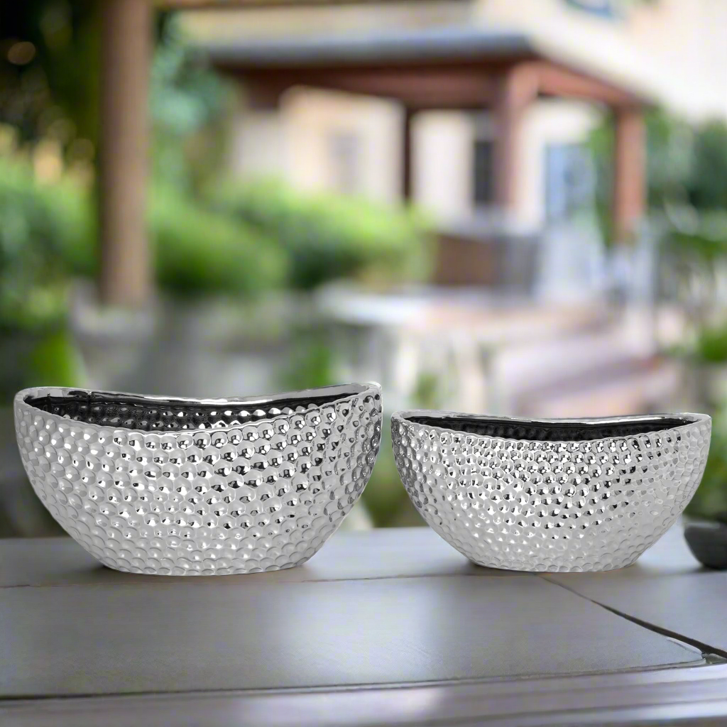 Belloro Geometric Oval Ceramic Planter Set (Set of 2)