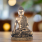 Deirdre Cement Meditating Buddha Figurine in Bhumisparsha Mudra with Shoulder Sash on Base