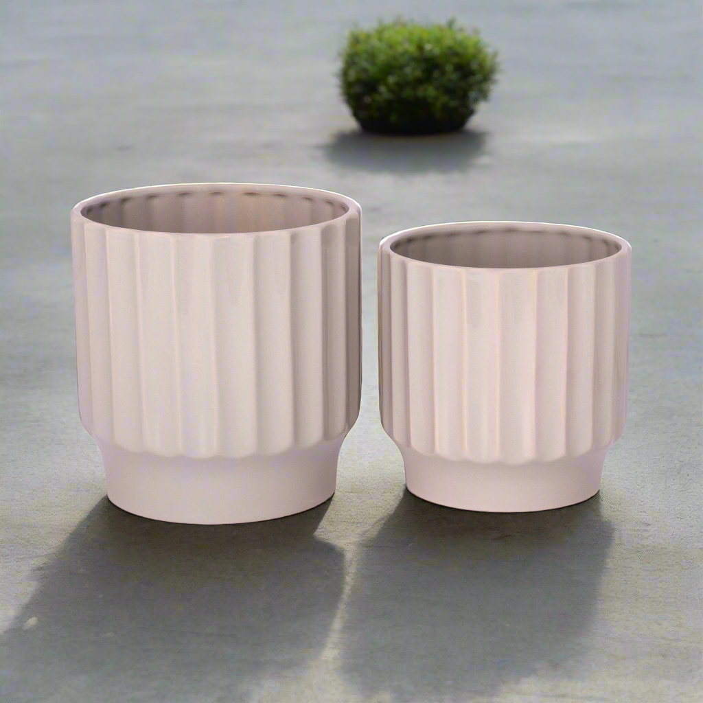 Quessara Ceramic Planter with Stand Set (Set of 2)