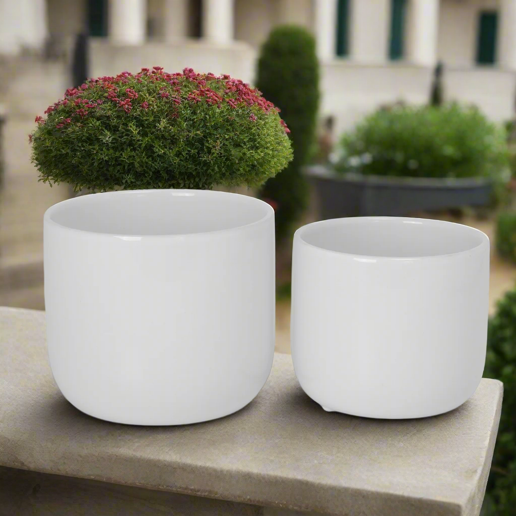Orvane Gloss White Planter Set (Set of 2)