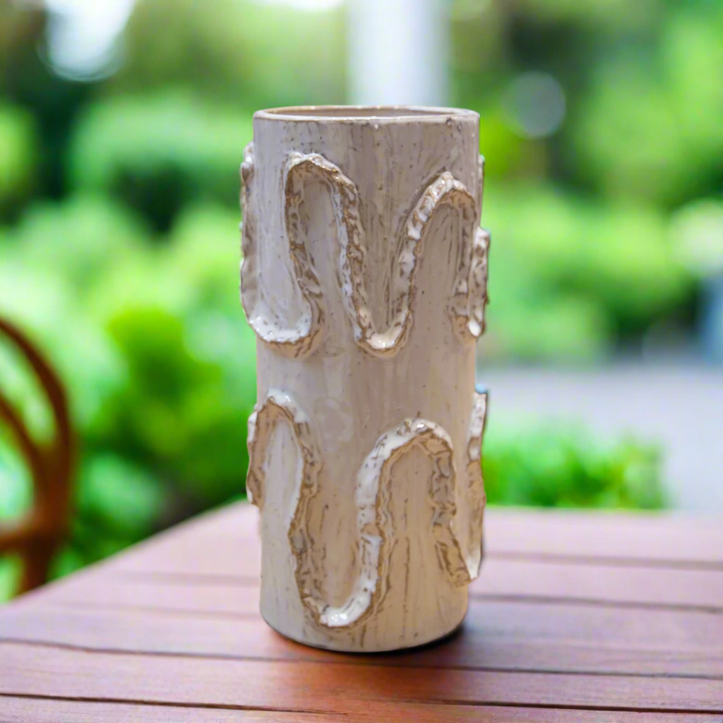 Emilie Ceramic Rustic Wave Vase