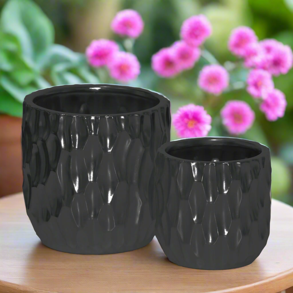 Wren Emboss Ceramic Planter Set (Set of 2)