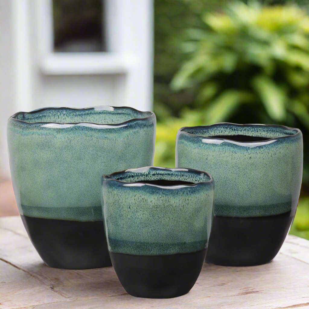 Harvella Irregular Rim Ceramic Planter Set (Set of 3)