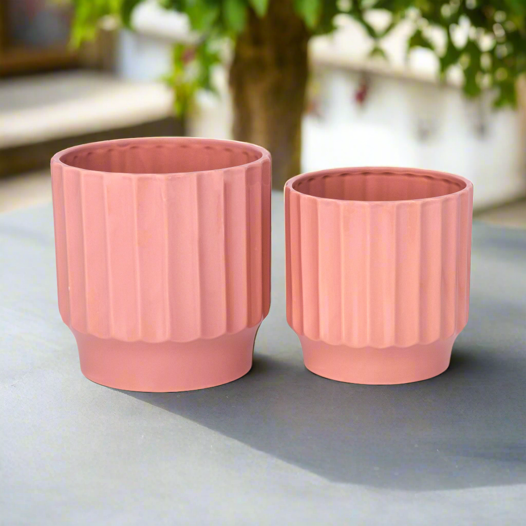 Quessara Ceramic Planter with Stand Set (Set of 2)
