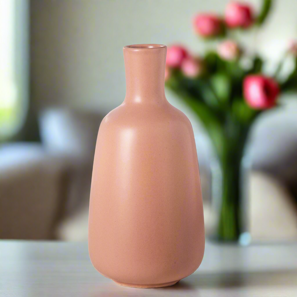 Candice Ceramic Round Bellied Vase with Short Neck Design