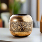 Olea Metal Round Candle Holder with Banded Pinhole Pattern