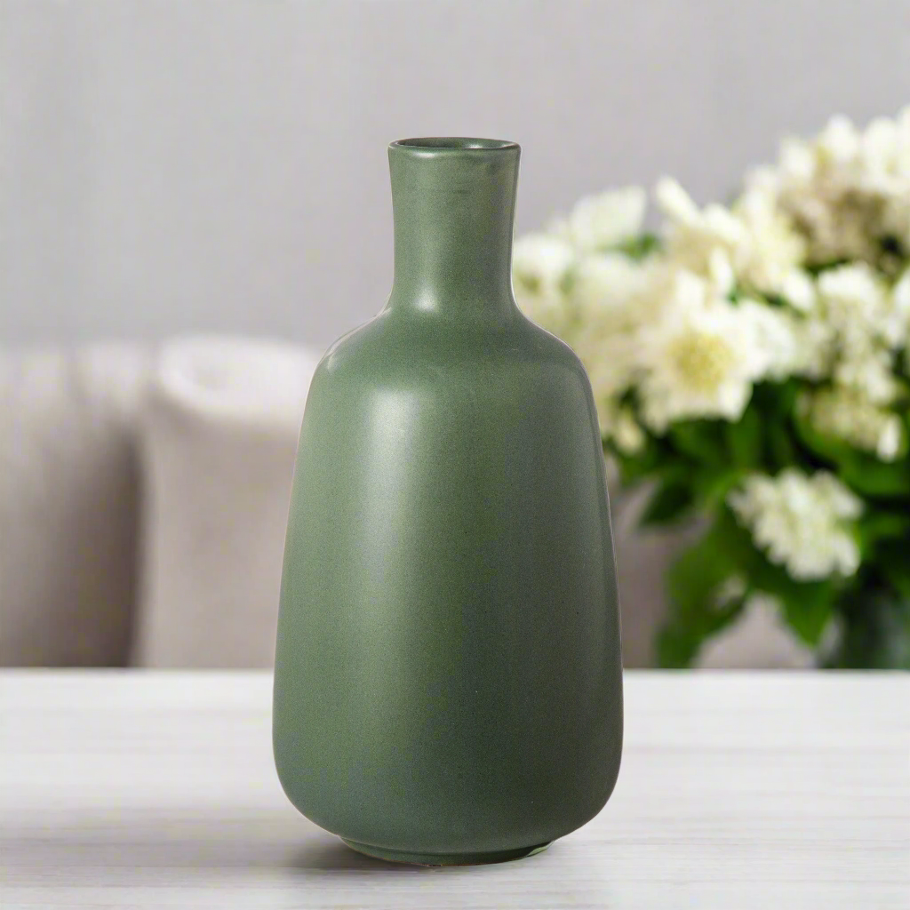 Candice Ceramic Round Bellied Vase with Short Neck Design