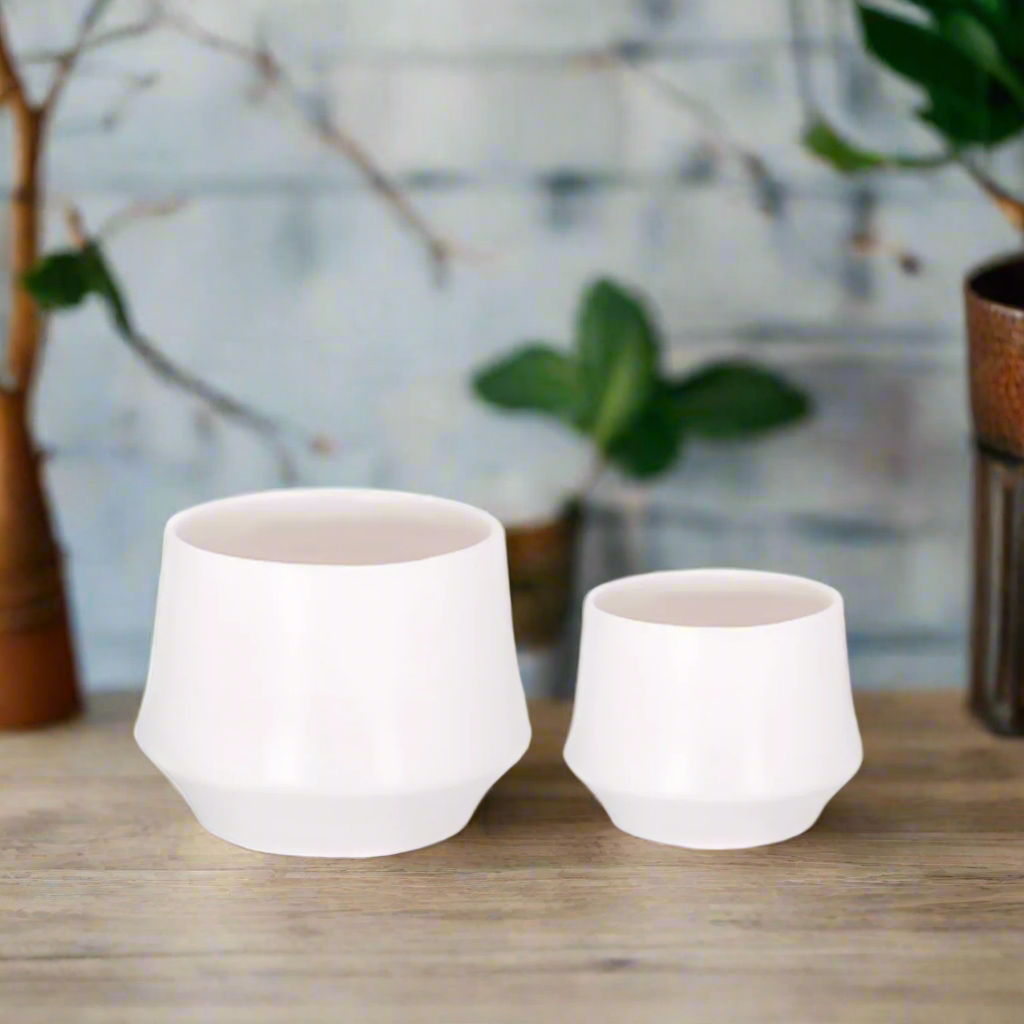 Rivana White Ceramic Planter Set (Set of 2)