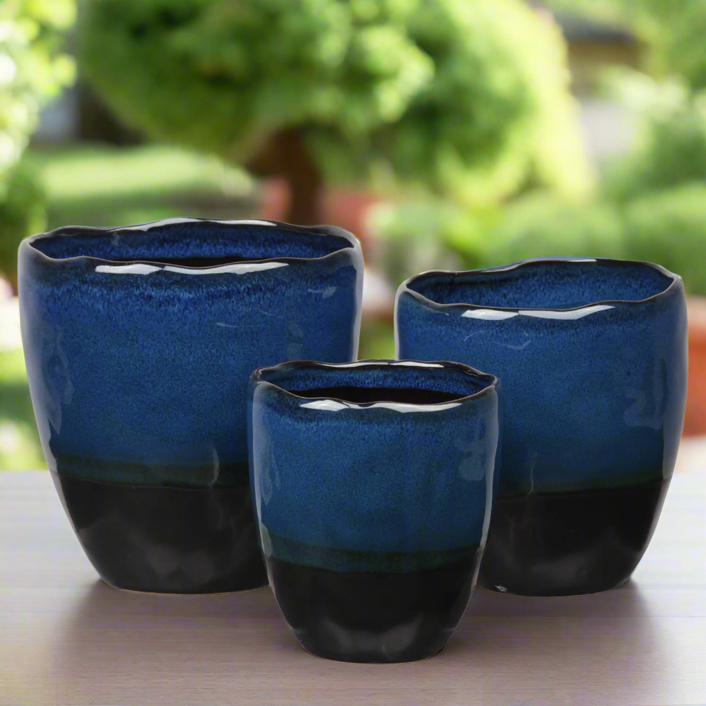 Harvella Irregular Rim Ceramic Planter Set (Set of 3)