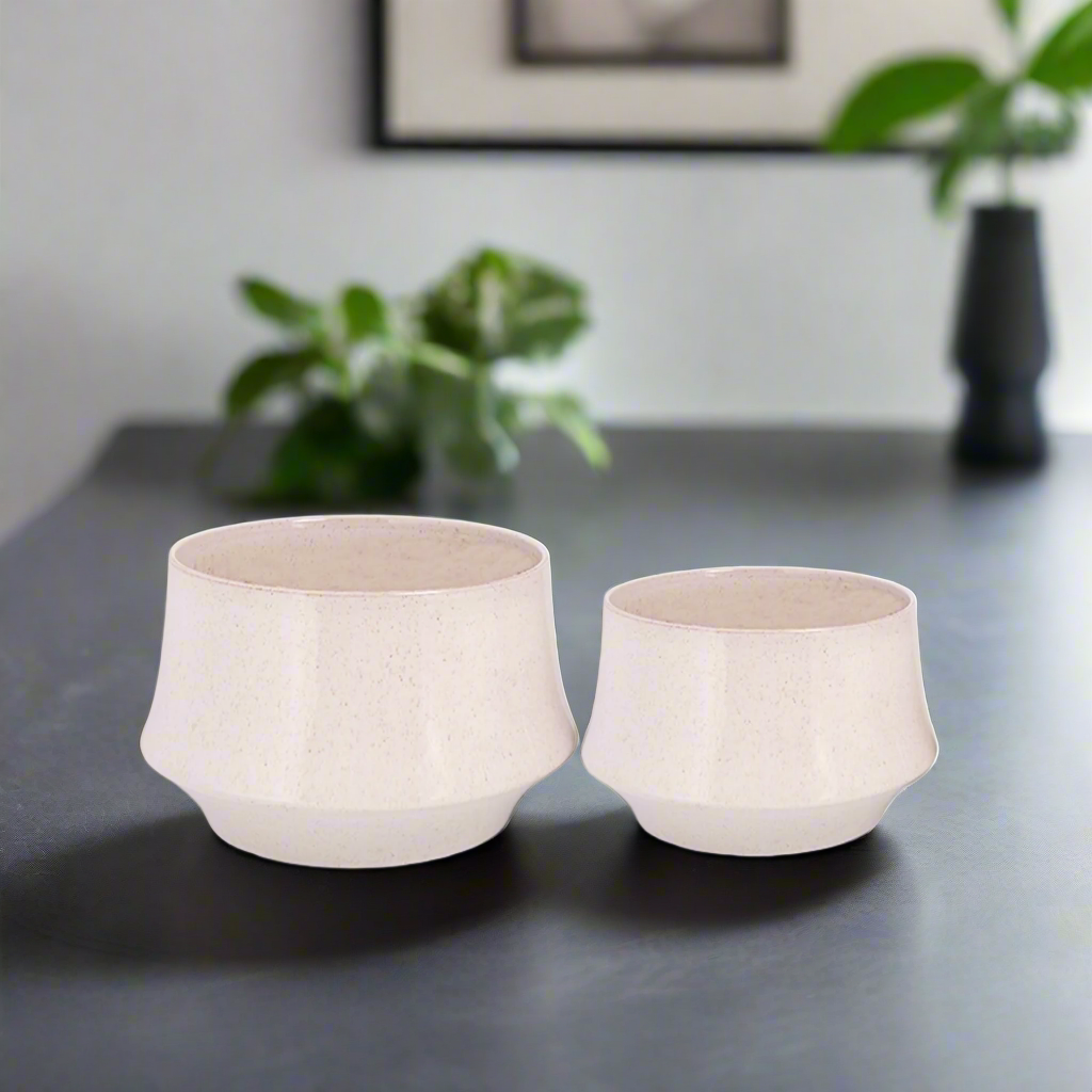 Rivana White Ceramic Planter Set (Set of 2)