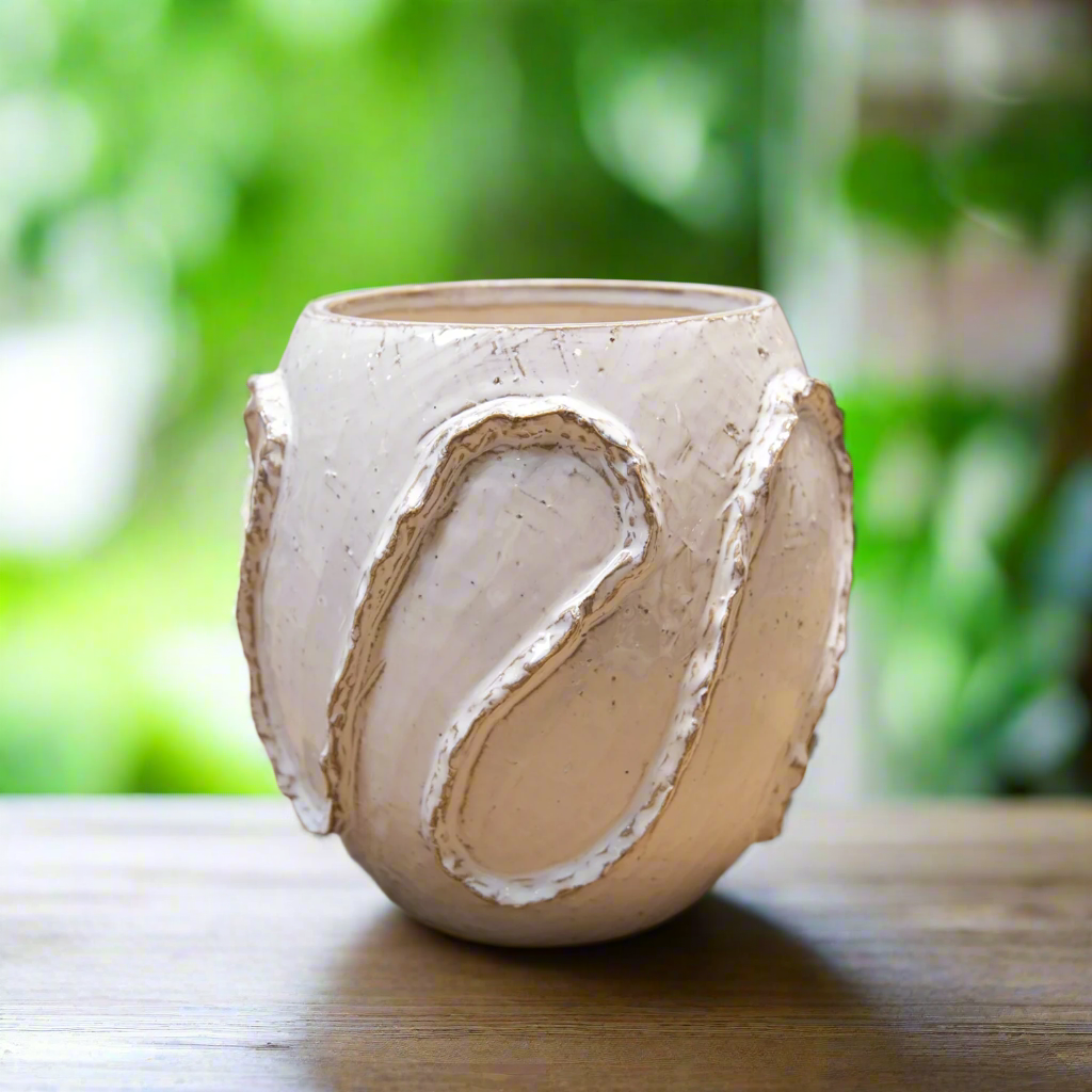 Lorah Ceramic Rustic Wave Vase