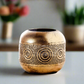 Olea Metal Round Candle Holder with Banded Pinhole Pattern