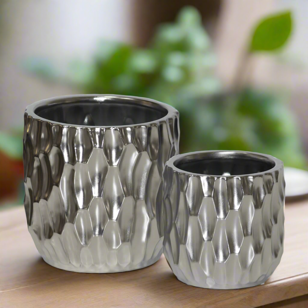 Wren Emboss Ceramic Planter Set (Set of 2)