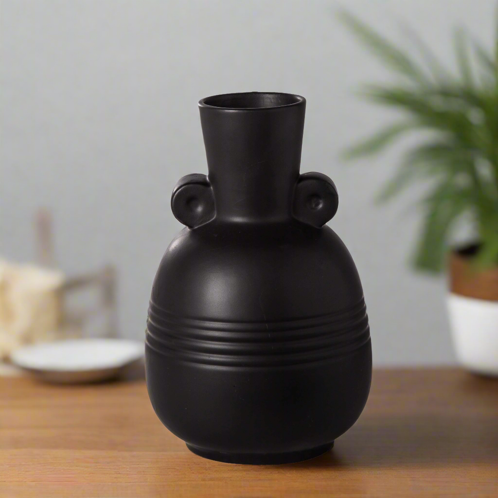Vesari Embossed Banded Ceramic Vase