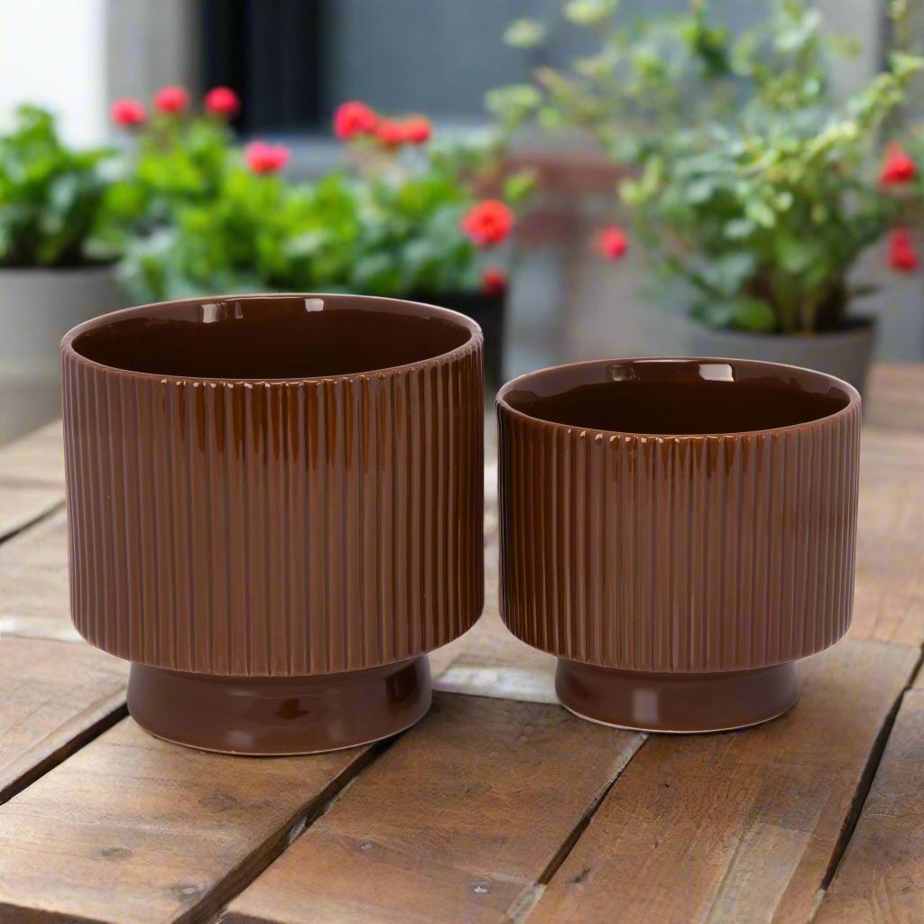 Pax Ceramic Planter with Stand Set (Set of 2)