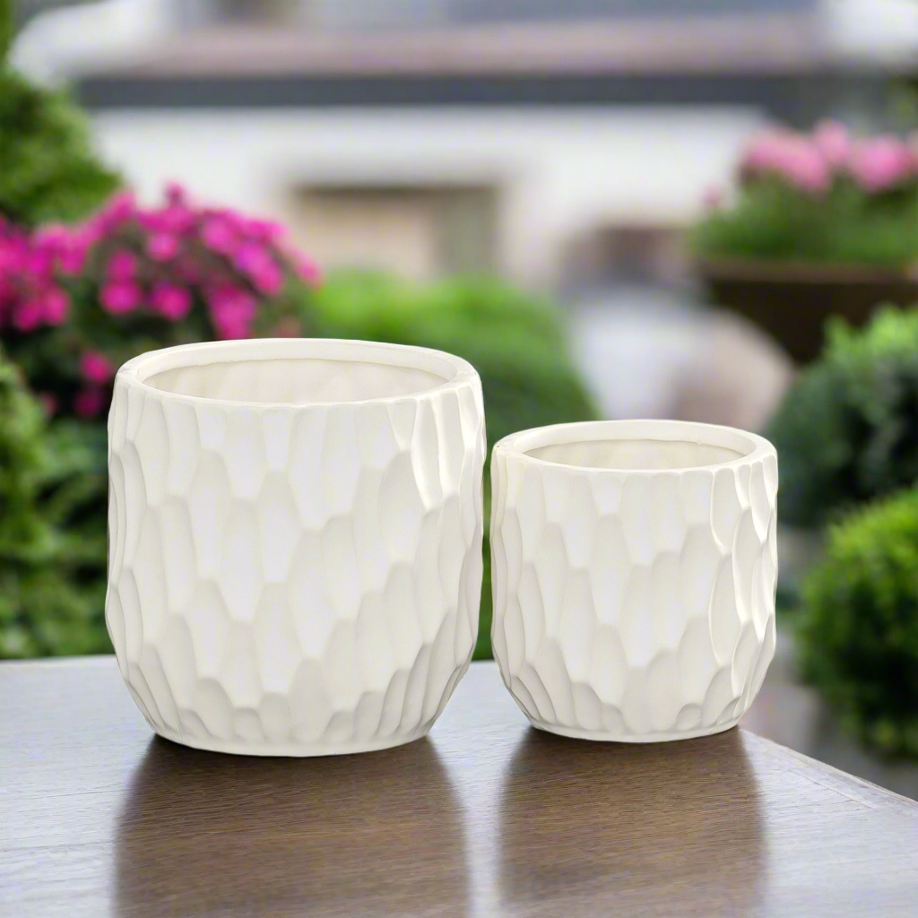 Wren Emboss Ceramic Planter Set (Set of 2)