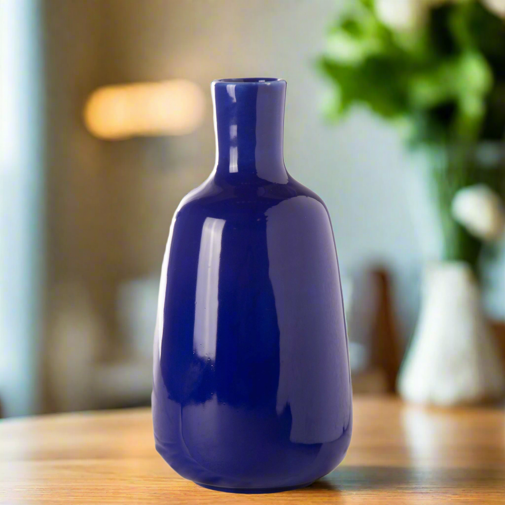 Candice Ceramic Round Bellied Vase with Short Neck Design