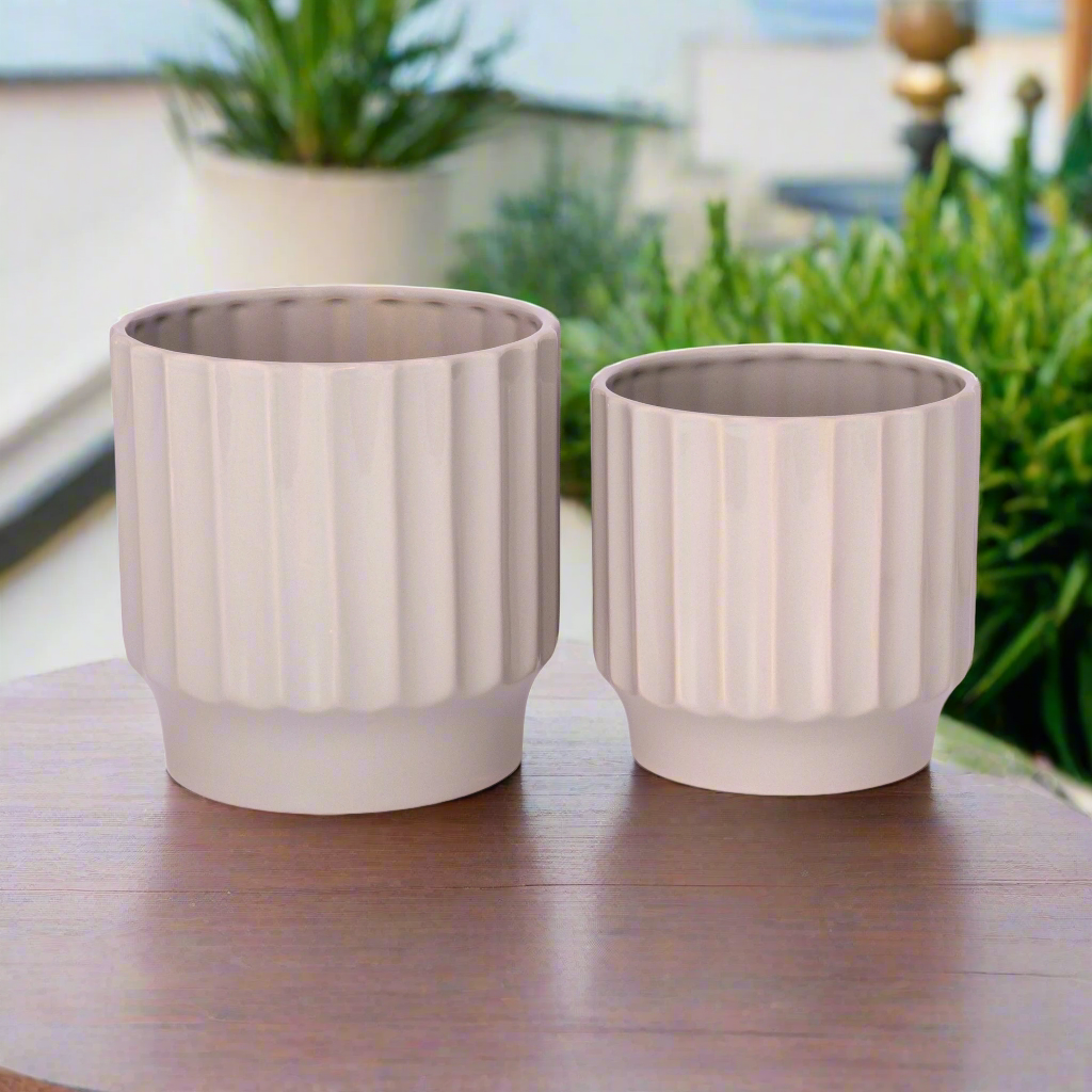 Quessara Ceramic Planter with Stand Set (Set of 2)