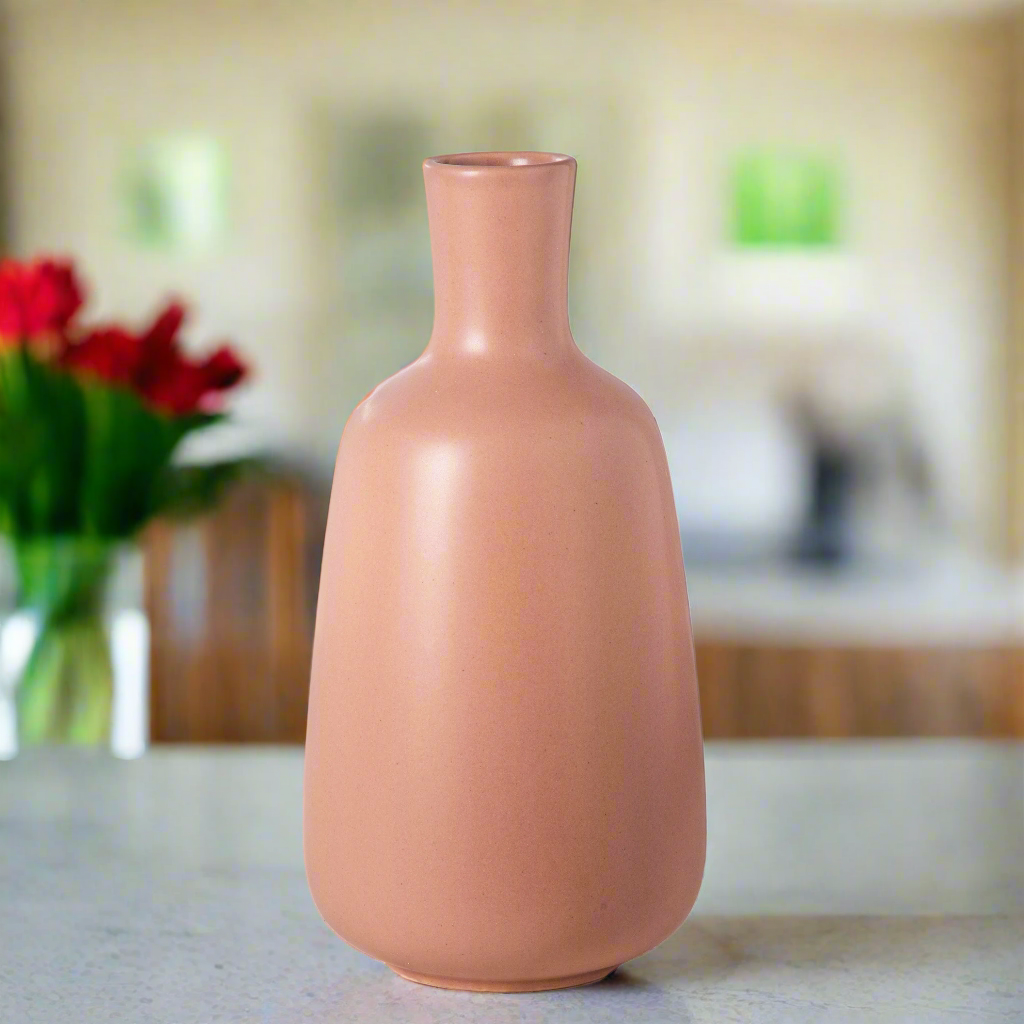 Candice Ceramic Round Bellied Vase with Short Neck Design