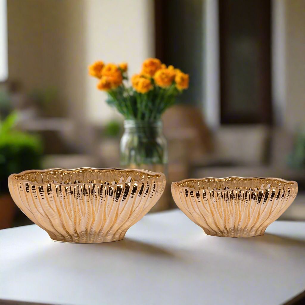 Seraphina Ceramic Low Oval Planter (Set of 2)