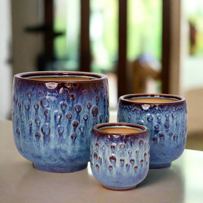 Aven Blossom Ceramic Planter Set (Set of 3)