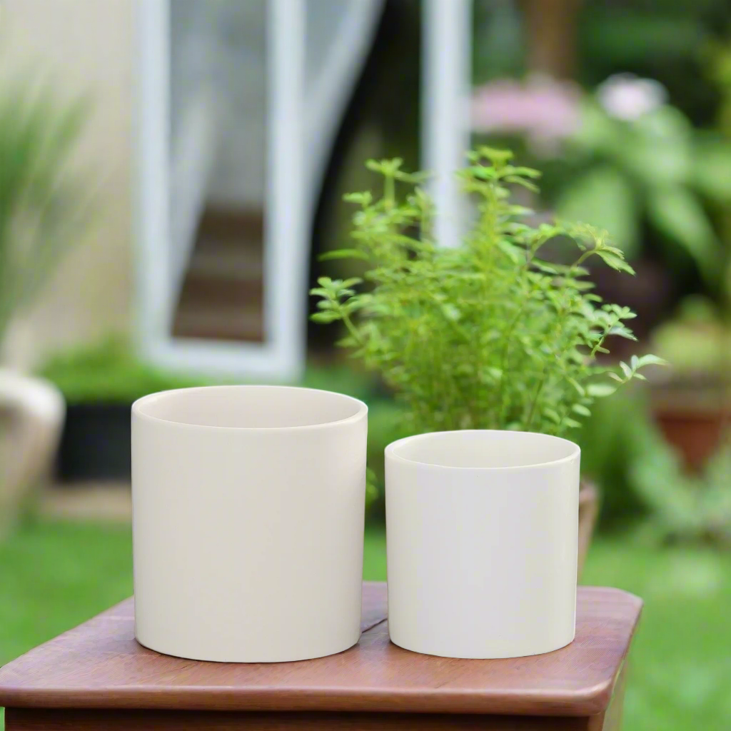 Ollie Ceramic Plain Round Pot (Set of 2)