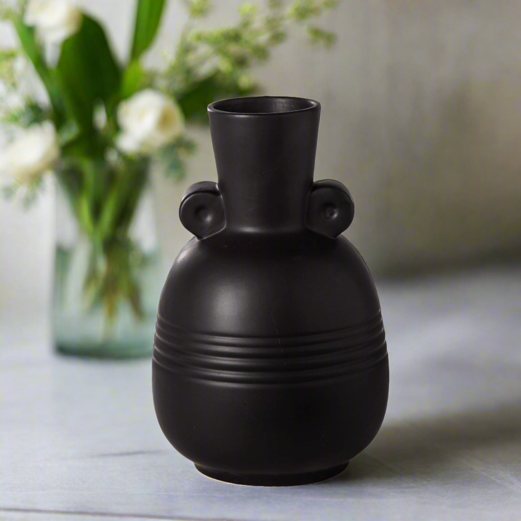 Vesari Embossed Banded Ceramic Vase