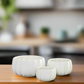 Misty Ceramic Round Bowl Set with Pressed Column Design (Set of 3)
