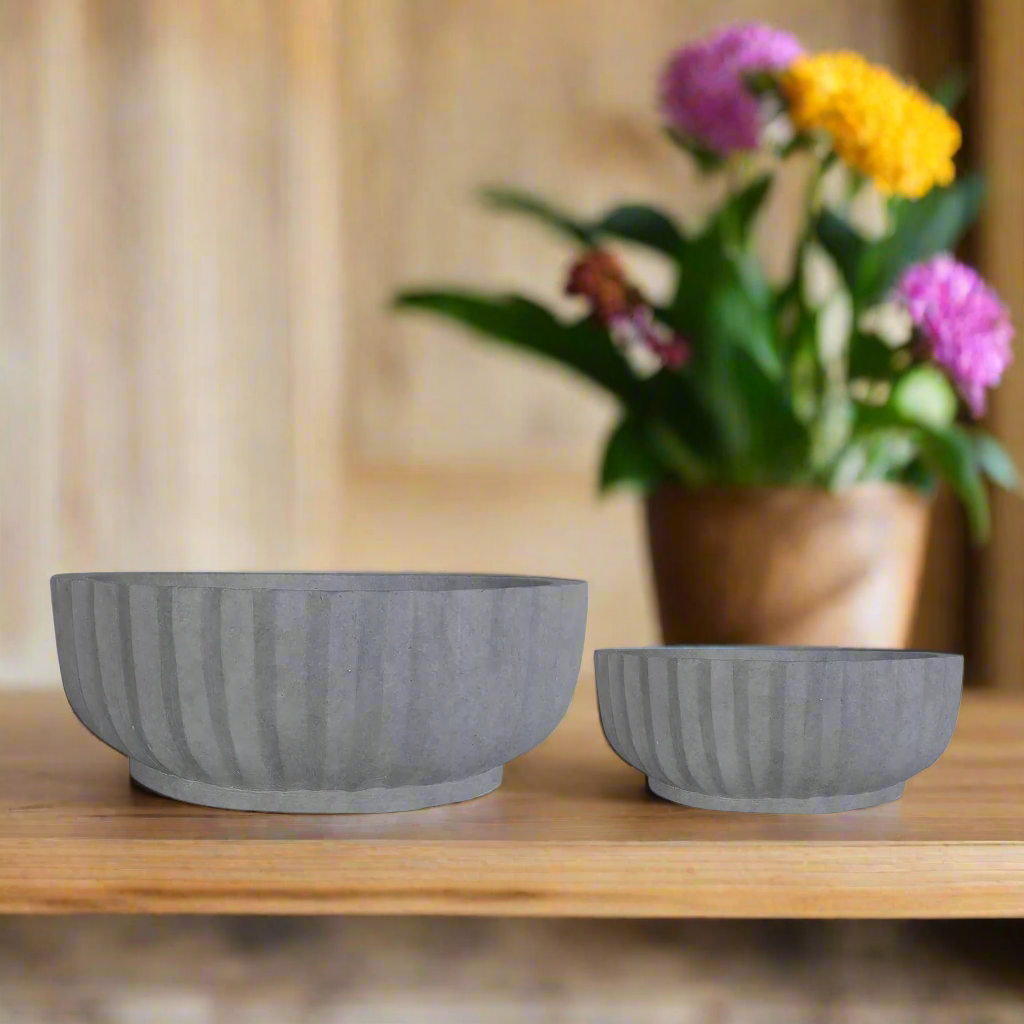 Rinell Fiber Clay Planter Set (Set of 2)