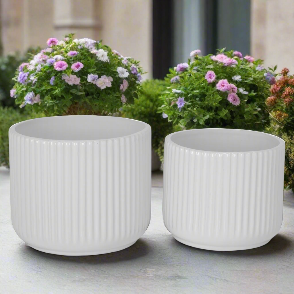 Orvane Gloss White Planter Set (Set of 2)