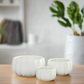 Misty Ceramic Round Bowl Set with Pressed Column Design (Set of 3)