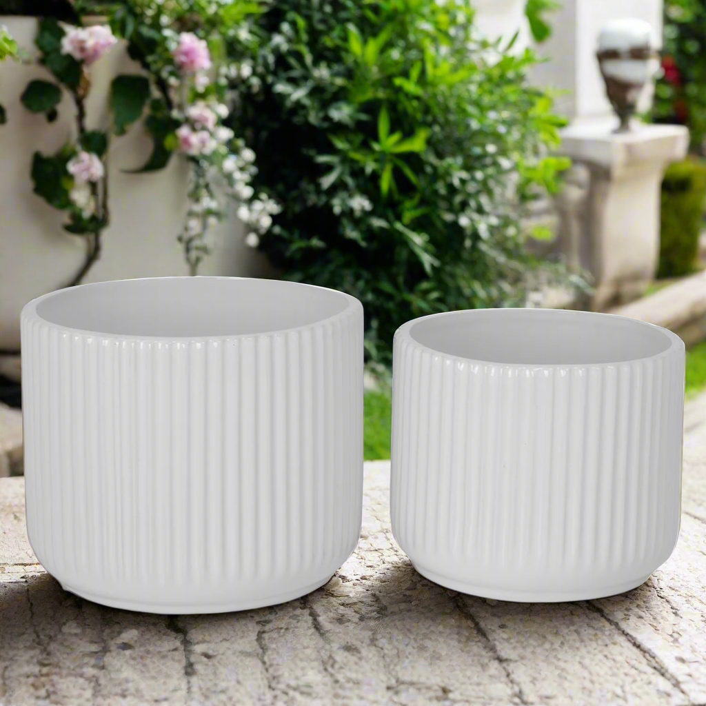 Orvane Gloss White Planter Set (Set of 2)