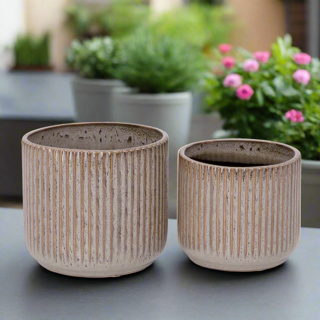Orvane Gloss White Planter Set (Set of 2)