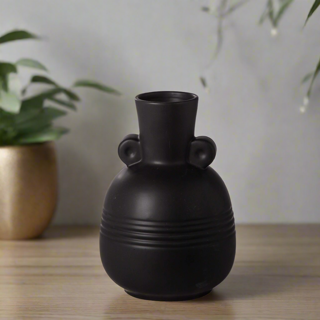 Vesari Embossed Banded Ceramic Vase