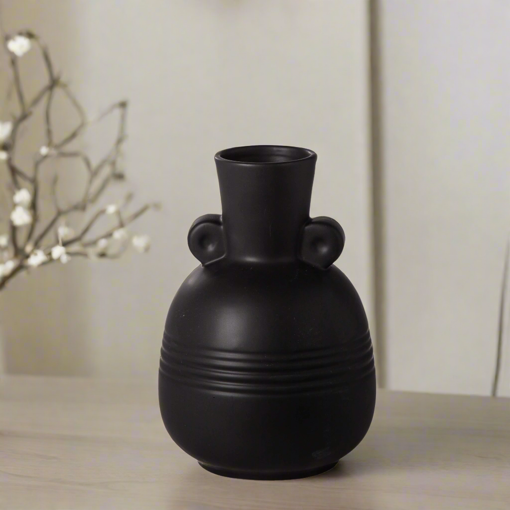 Vesari Embossed Banded Ceramic Vase