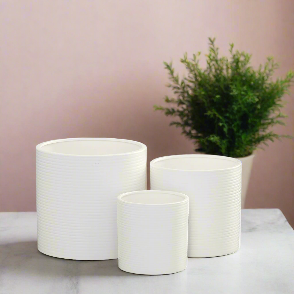Olenna Textured Ceramic Pot Set (Set of 3)