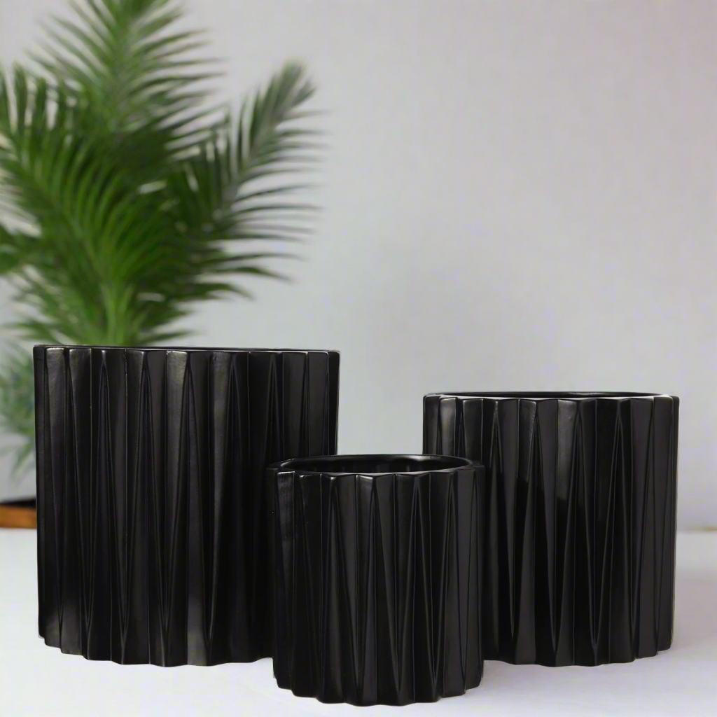 Olenna Textured Ceramic Pot Set (Set of 3)