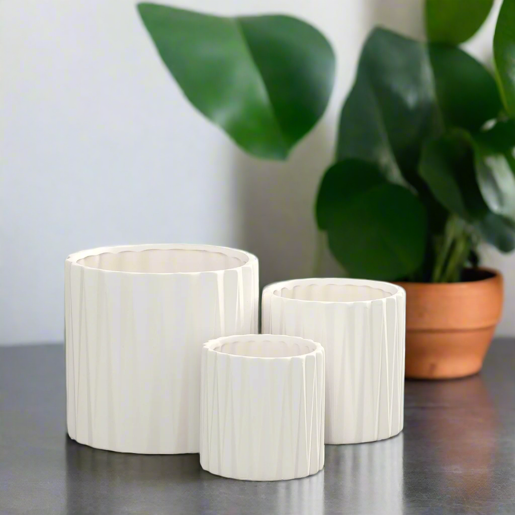 Olenna Textured Ceramic Pot Set (Set of 3)