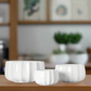 Misty Ceramic Round Bowl Set with Pressed Column Design (Set of 3)