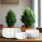 Misty Ceramic Round Bowl Set with Pressed Column Design (Set of 3)