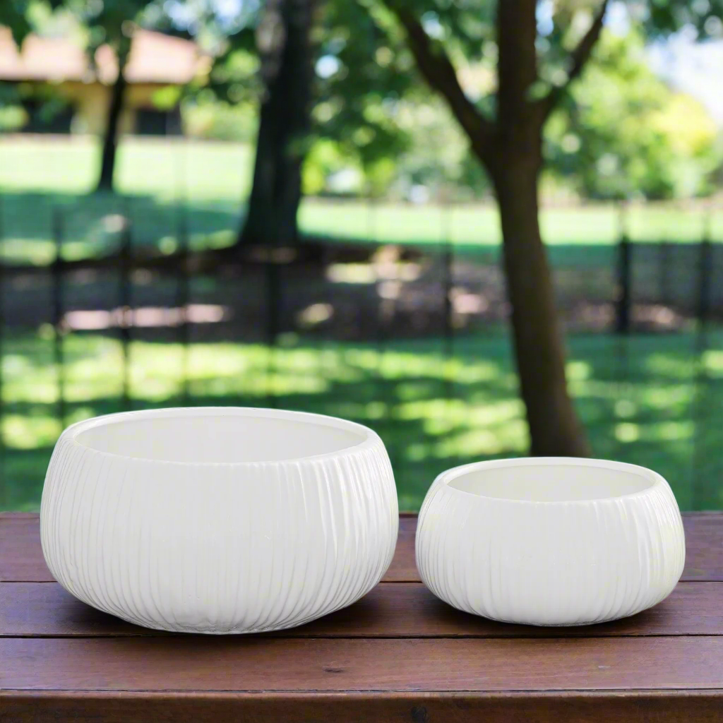 Soliva Ceramic Ribbed Flower Pot Set