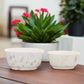 Rosven White Marble Oval Pot Set (Set of 2)