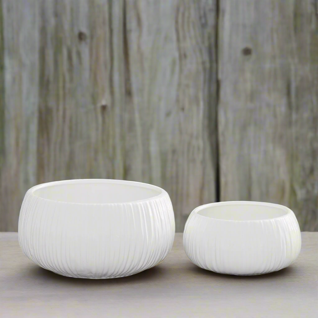 Soliva Ceramic Ribbed Flower Pot Set