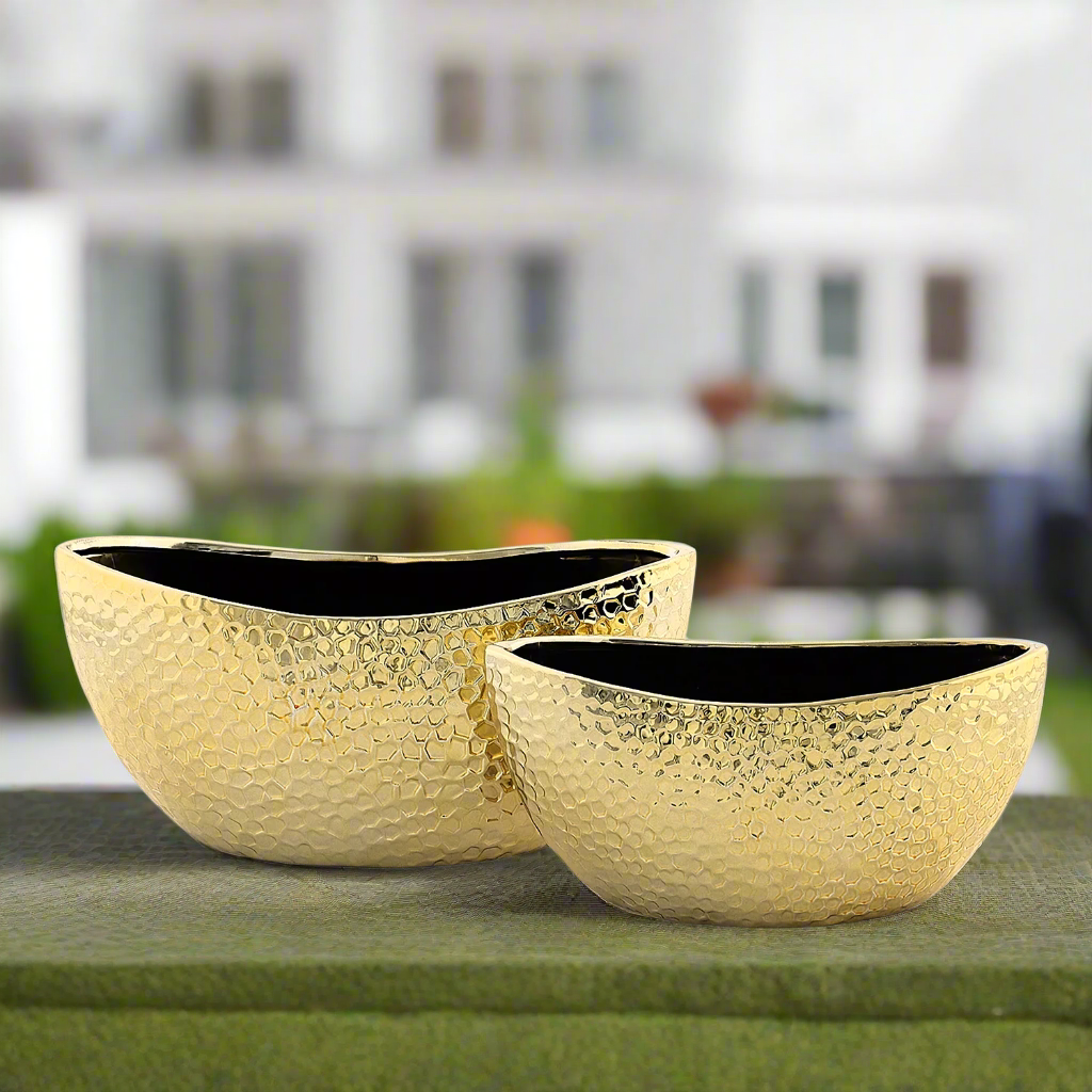 Quivelle Geometric Oval Planter Set (Set of 2)