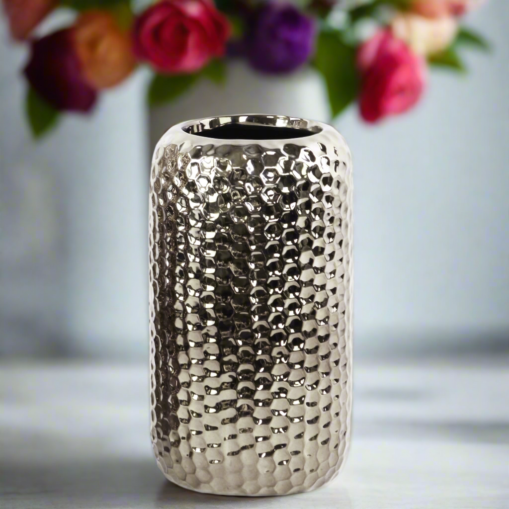 Rosa Ceramic Dimpled Round Vase