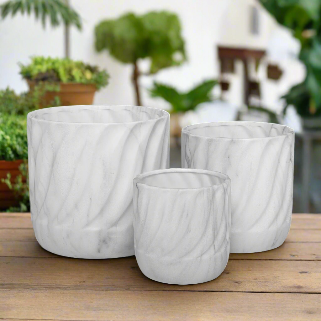 Loira Ceramic Round Planter Set (Set of 3)